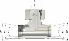 METRIČKI T-CONNECTOR (navoj/navrtka/navoj 24º )
