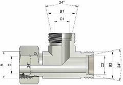 METRIČKI T-CONNECTOR (navrtka/2x navoj/24º )